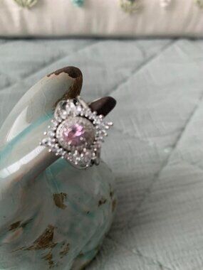 Bomb Party Ring Lab Created Dark Pink Sapphire - NWT - Size 10